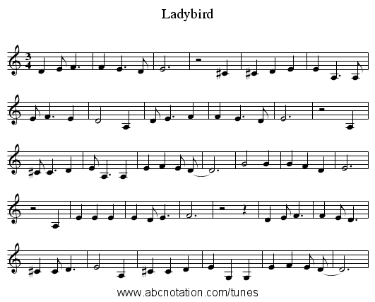 Ladybird - staff notation