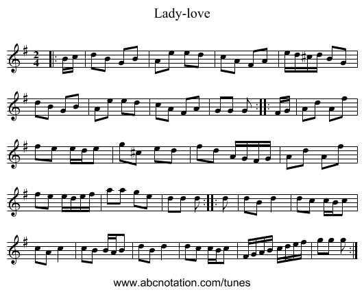 Lady-love - staff notation
