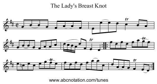 Lady's Breast Knot, The - staff notation
