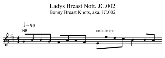 Ladys Breast Nott. JC.002 - staff notation