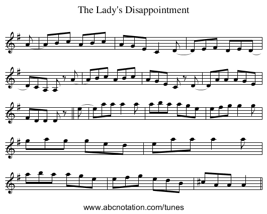 Lady's Disappointment, The - staff notation