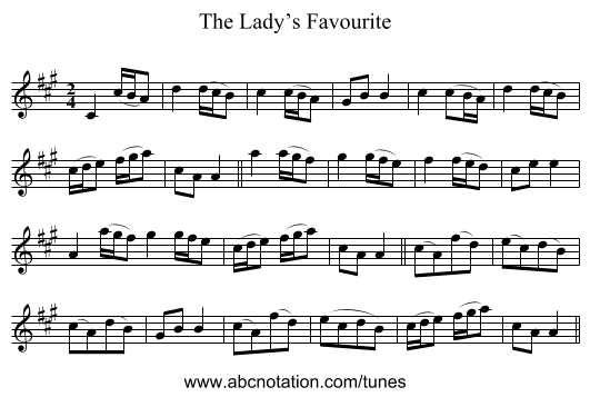Lady’s Favourite, The - staff notation