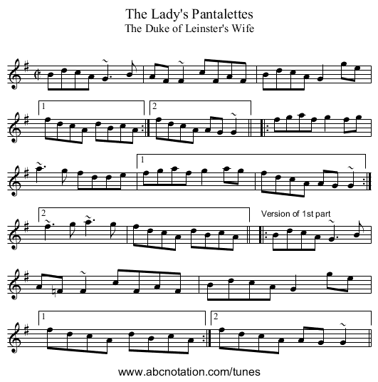 Lady's Pantalettes, The - staff notation