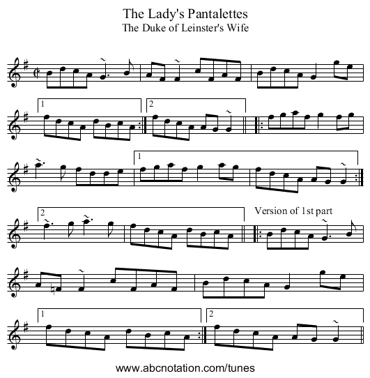 Lady's Pantalettes, The - staff notation