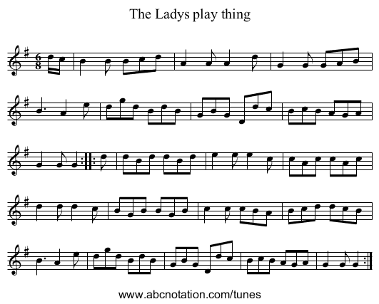 Ladys play thing, The - staff notation