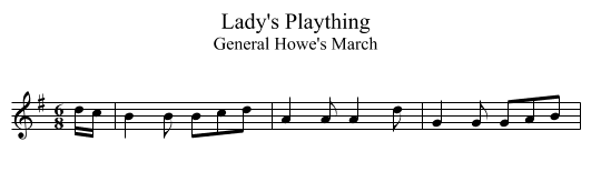 Lady's Plaything - staff notation