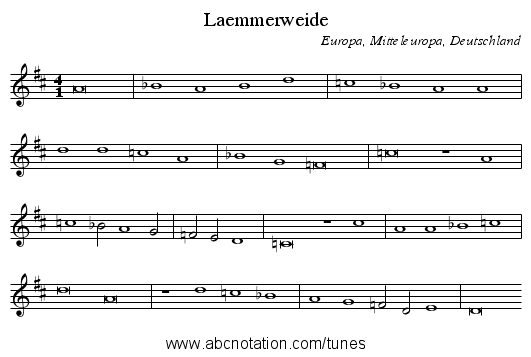 Laemmerweide - staff notation