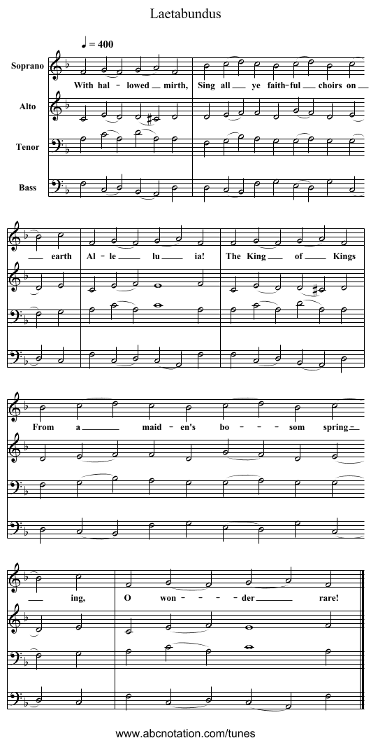 Laetabundus - staff notation