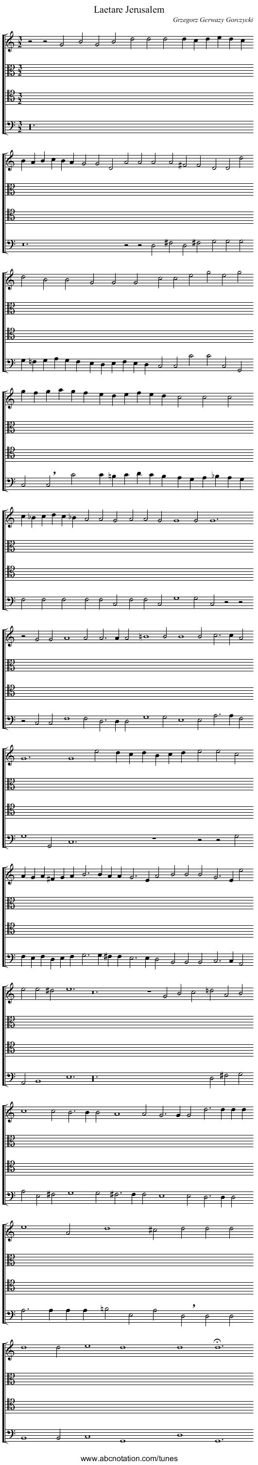 Laetare Jerusalem - staff notation
