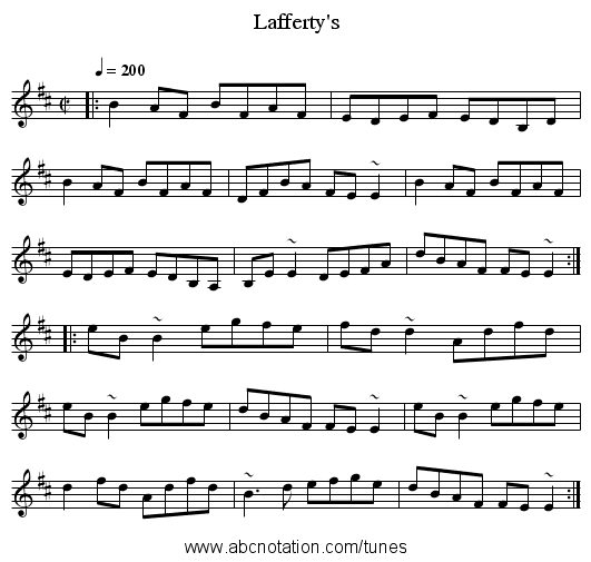 Lafferty's - staff notation