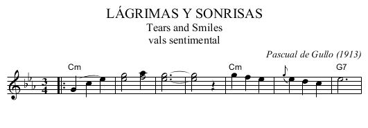 L&Aacute;GRIMAS Y SONRISAS - staff notation