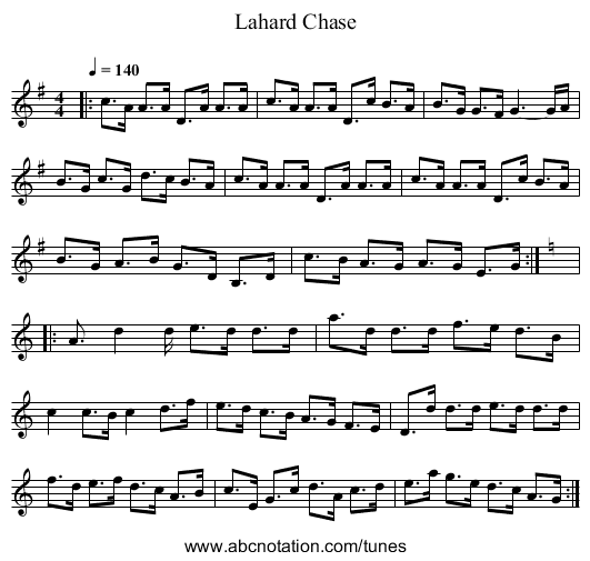 Lahard Chase - staff notation