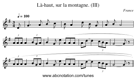 Là-haut, sur la montagne. (III) - staff notation