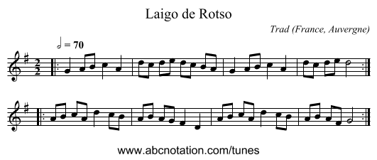 Laigo de Rotso - staff notation
