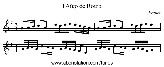 l'Aïgo de Rotzo - staff notation