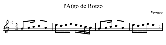 l'Aïgo de Rotzo - staff notation