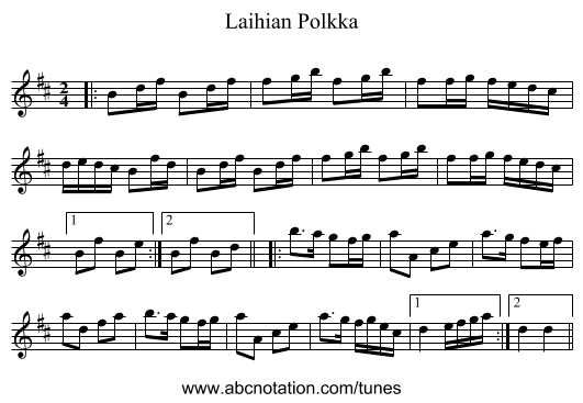 Laihian Polkka - staff notation