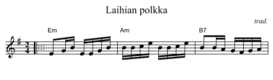 Laihian polkka - staff notation