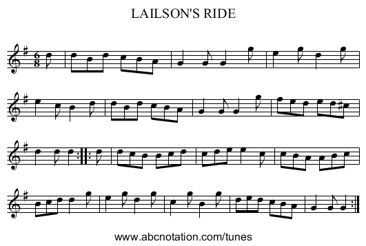 LAILSON'S RIDE - staff notation