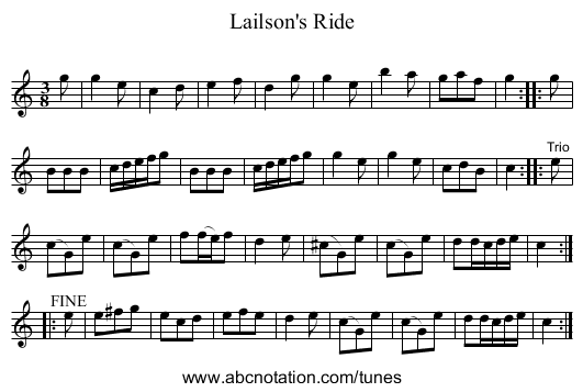 Lailson's Ride - staff notation