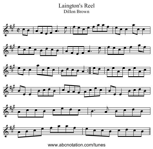 Laington's Reel - staff notation