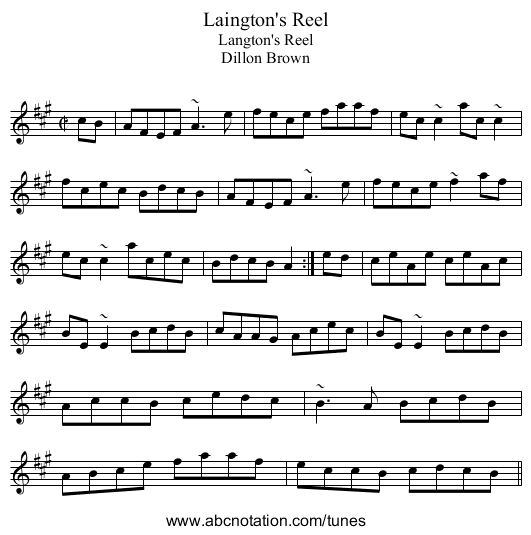 Laington's Reel - staff notation