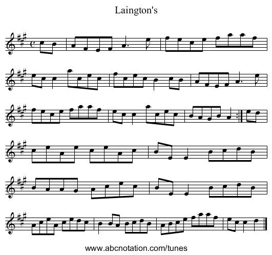 Laington's - staff notation