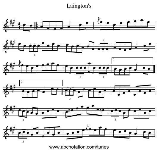 Laington's - staff notation