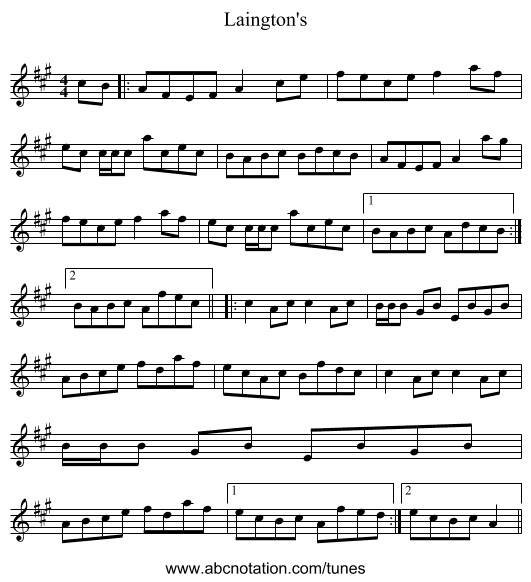 Laington's - staff notation