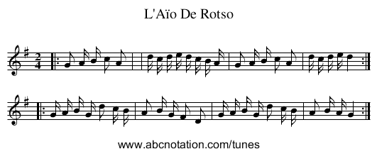 L'Aïo De Rotso - staff notation