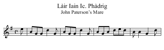 Làir Iain Ic. Phàdrig - staff notation