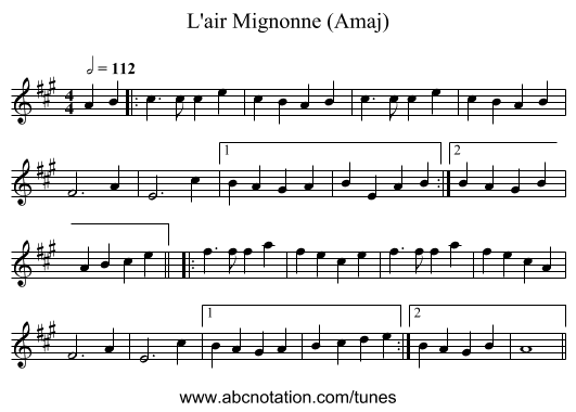 L'air Mignonne (Amaj) - staff notation