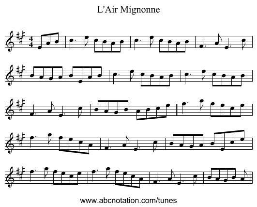 L'Air Mignonne - staff notation