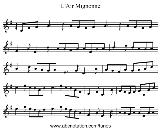 L'Air Mignonne - staff notation