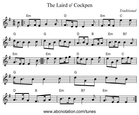 Laird o' Cockpen, The - staff notation