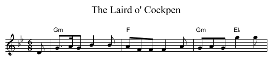 Laird o' Cockpen, The - staff notation