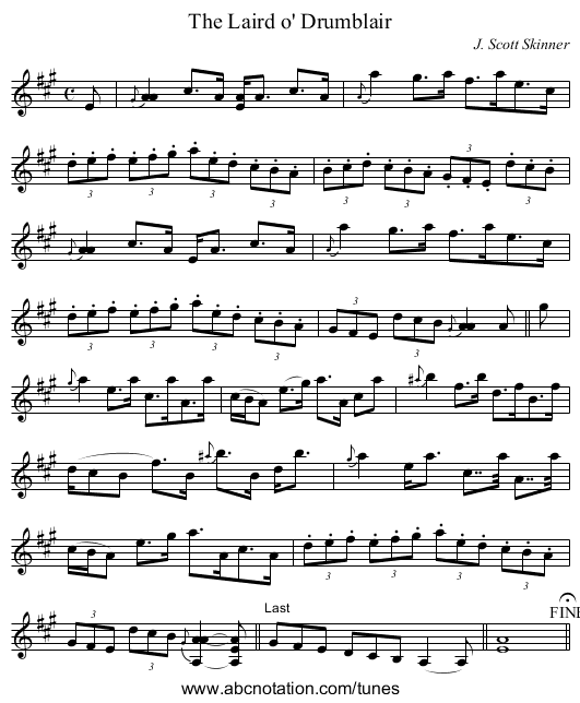 Laird o' Drumblair, The - staff notation