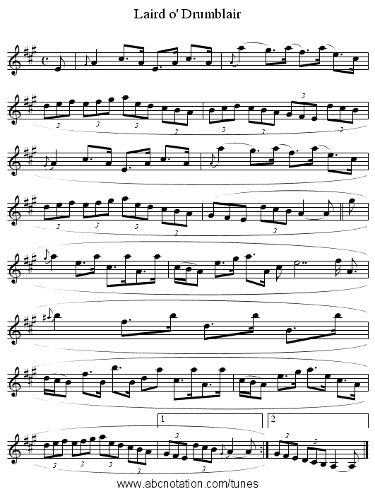 Laird o' Drumblair - staff notation