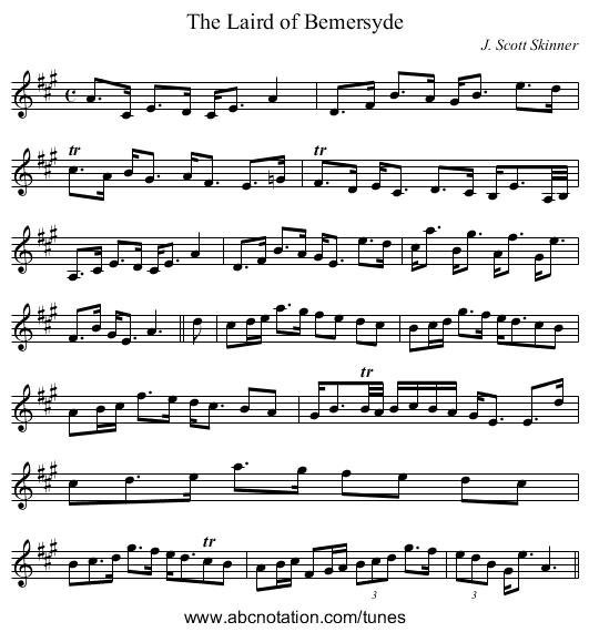 Laird of Bemersyde, The - staff notation