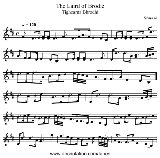 Laird of Brodie, The - staff notation