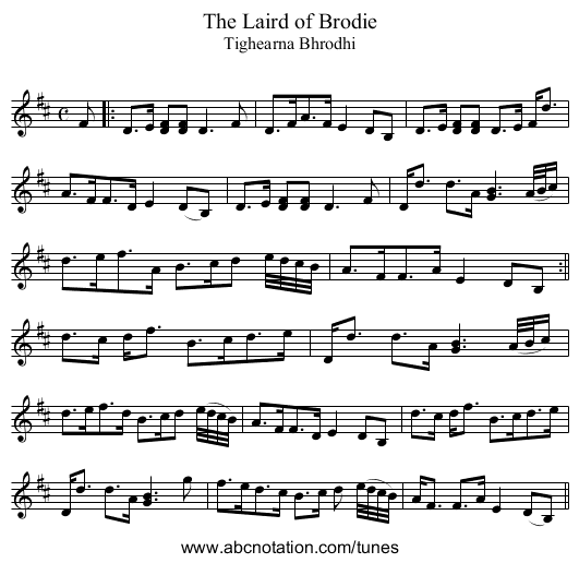 Laird of Brodie, The - staff notation