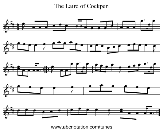 Laird of Cockpen, The - staff notation