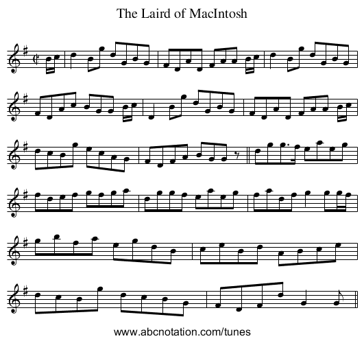Laird of MacIntosh, The - staff notation