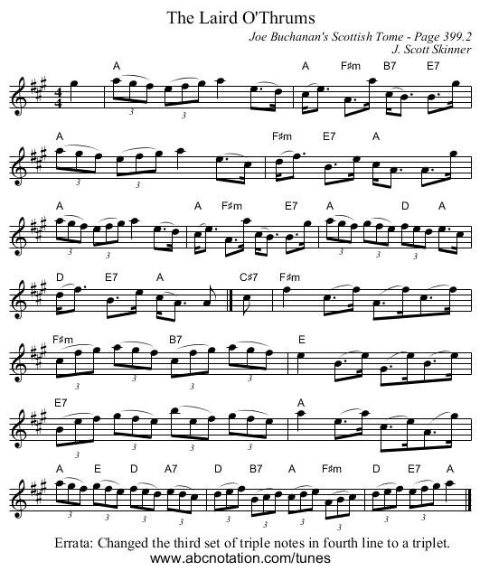 Laird O'Thrums, The - staff notation