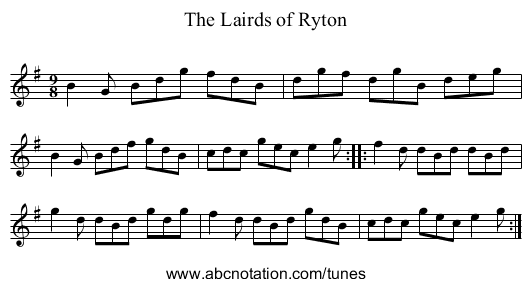 Lairds of Ryton, The - staff notation