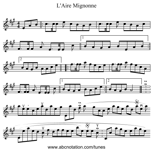 L'Aire Mignonne - staff notation