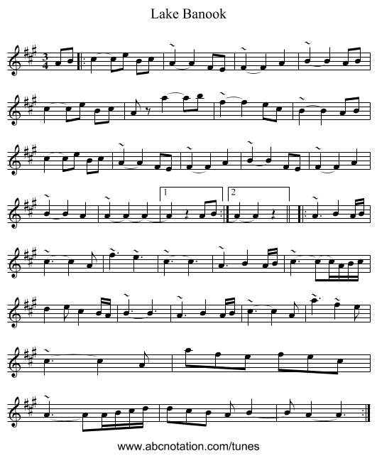 Lake Banook - staff notation