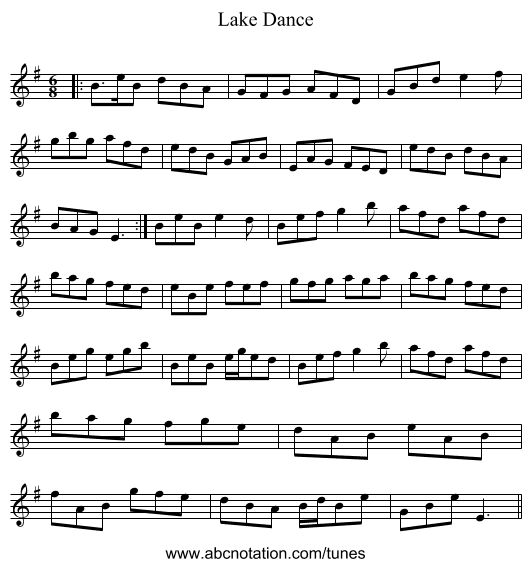 Lake Dance - staff notation