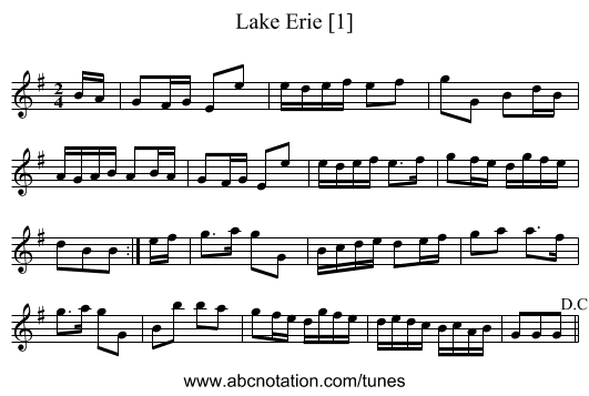 Lake Erie [1] - staff notation