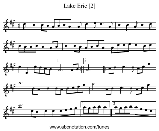 Lake Erie [2] - staff notation